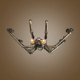 Metal Spider Ceiling Light Fixture Vintage Industrial 2 Bulbs Living Room Semi Flush Pendant Light in Black/Bronze Clearhalo 'Ceiling Lights' 'Close To Ceiling Lights' 'Close to ceiling' 'Semi-flushmount' Lighting' 1419823