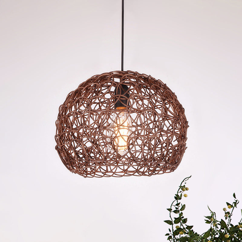 Semi Globe Hanging Ceiling Light with Adjustable Cord Loft Style 1 Light Pendant Lamp in Brown Clearhalo 'Ceiling Lights' 'Modern Pendants' 'Modern' 'Pendant Lights' 'Pendants' Lighting' 1419919