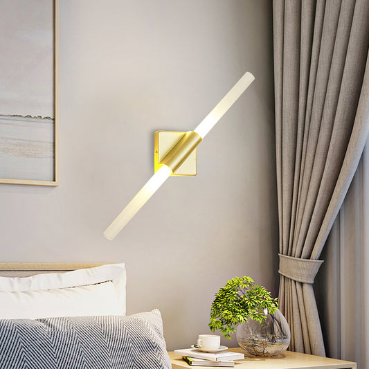 Rotatable Linear Wall Sconce Lighting Post Modern Metal 2/4 Heads Gold Wall Mount Light 2.0 Gold Clearhalo 'Cast Iron' 'Glass' 'Industrial' 'Modern wall lights' 'Modern' 'Tiffany' 'Traditional wall lights' 'Wall Lamps & Sconces' 'Wall Lights' Lighting' 142007