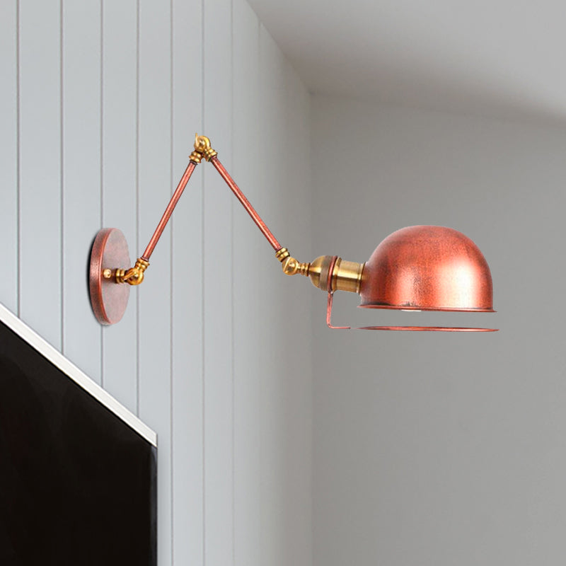 1 Light Swing Arm Wall Lighting Vintage Style Brass/Copper Metallic Wall Mount Light with Bowl Shade Clearhalo 'Art deco wall lights' 'Cast Iron' 'Glass' 'Industrial wall lights' 'Industrial' 'Middle century wall lights' 'Modern' 'Rustic wall lights' 'Tiffany' 'Traditional wall lights' 'Wall Lamps & Sconces' 'Wall Lights' Lighting' 1420133