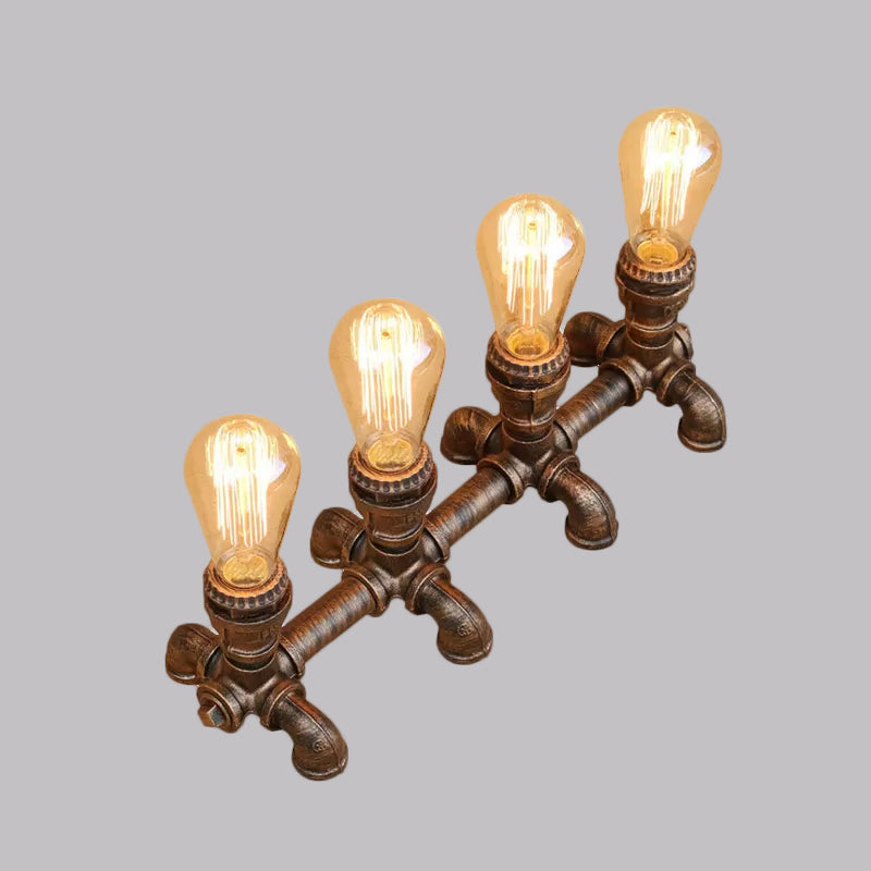 Bronze 2/3 Lights Standing Table Light Industrial Metallic Open Bulb Table Lighting with Pipe Design for Coffee Shop Clearhalo 'Lamps' 'Table Lamps' Lighting' 1420279