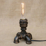 Steampunk Piped Table Lamp with Open Bulb Design 1 Head Metal Standing Table Light in Antique Bronze Clearhalo 'Lamps' 'Table Lamps' Lighting' 1420280