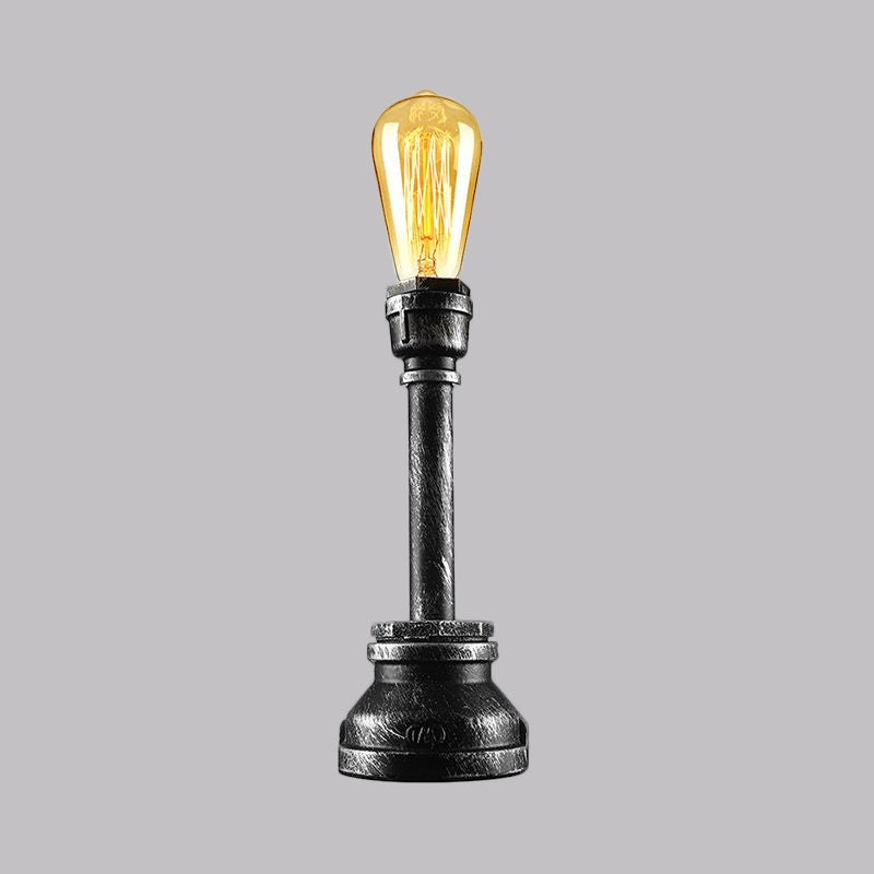 1 Light Exposed Table Lighting Industrial Style Copper/Antique Black Metal Table Lamp with Pipe Design for Restaurant Clearhalo 'Lamps' 'Table Lamps' Lighting' 1420284