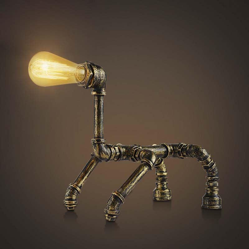 1 Head Table Light Steampunk Robot Wrought Iron Table Lamp with Pipe Design in Brass/Bronze for Children Room Clearhalo 'Lamps' 'Table Lamps' Lighting' 1420287