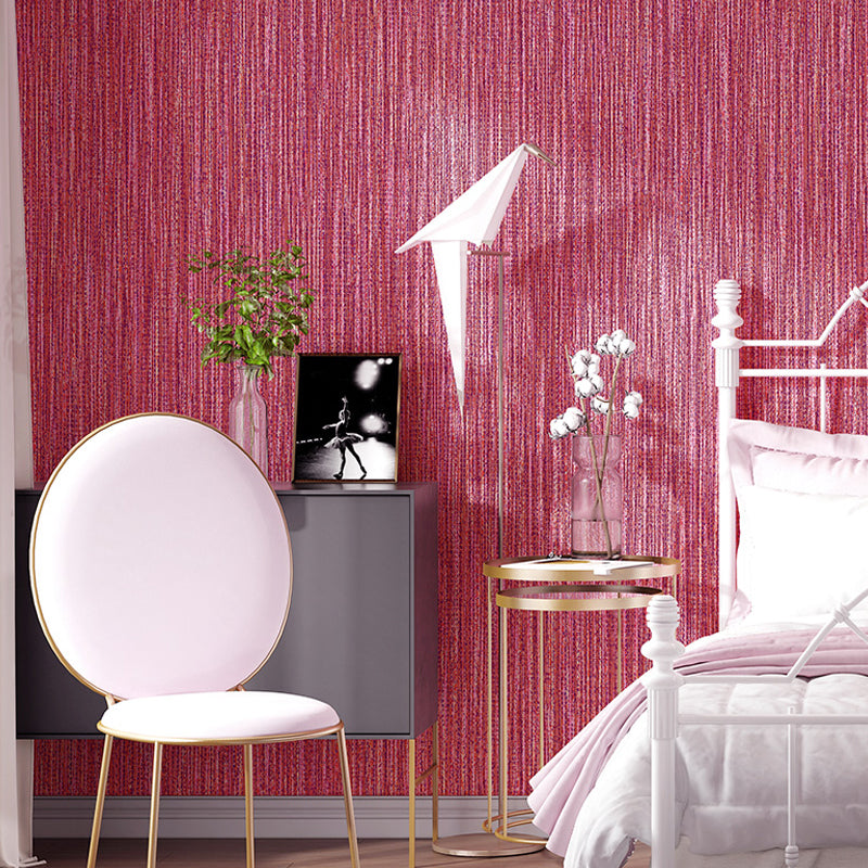 Modern Solid Striped Wallpaper Roll Pastel Color Stain-Proof Wall Art for Dining Room Rose Red Clearhalo 'Modern wall decor' 'Modern' 'Wallpaper' Wall Decor' 1420315