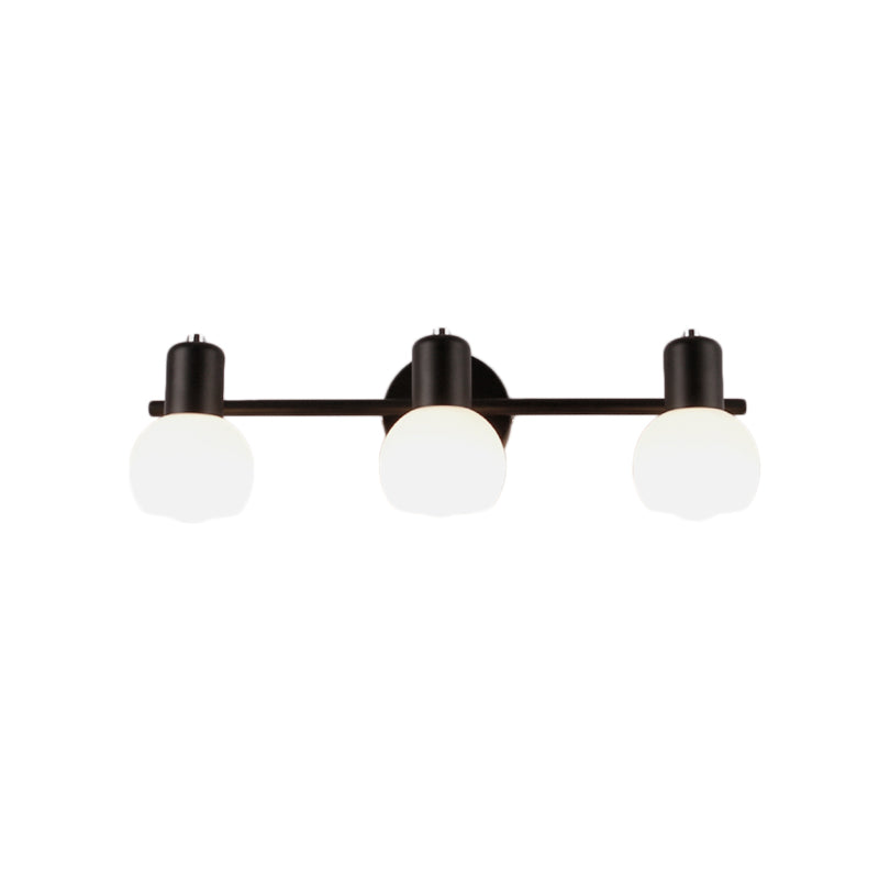 3-Bulb Wall Sconce Lighting with Bubble Shade Opal Glass Modern Bathroom Light Fixture in Black/White Clearhalo 'Cast Iron' 'Glass' 'Industrial' 'Modern wall lights' 'Modern' 'Tiffany' 'Traditional wall lights' 'Wall Lamps & Sconces' 'Wall Lights' Lighting' 142039