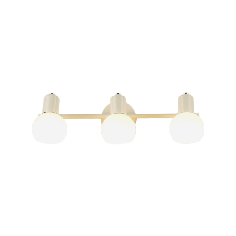 3-Bulb Wall Sconce Lighting with Bubble Shade Opal Glass Modern Bathroom Light Fixture in Black/White Clearhalo 'Cast Iron' 'Glass' 'Industrial' 'Modern wall lights' 'Modern' 'Tiffany' 'Traditional wall lights' 'Wall Lamps & Sconces' 'Wall Lights' Lighting' 142042
