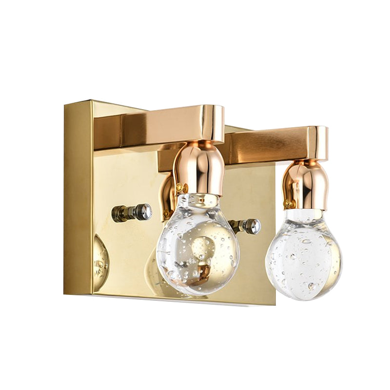 Bulb Shaped Sconce Light Modern Bubble Crystal 1/2-Light Bedroom Wall Sconce Light in Gold Finish Clearhalo 'Cast Iron' 'Glass' 'Industrial' 'Modern wall lights' 'Modern' 'Tiffany' 'Traditional wall lights' 'Wall Lamps & Sconces' 'Wall Lights' Lighting' 142062