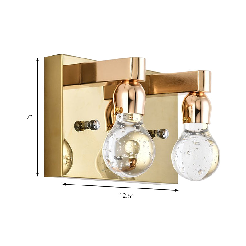 Bulb Shaped Sconce Light Modern Bubble Crystal 1/2-Light Bedroom Wall Sconce Light in Gold Finish Clearhalo 'Cast Iron' 'Glass' 'Industrial' 'Modern wall lights' 'Modern' 'Tiffany' 'Traditional wall lights' 'Wall Lamps & Sconces' 'Wall Lights' Lighting' 142063
