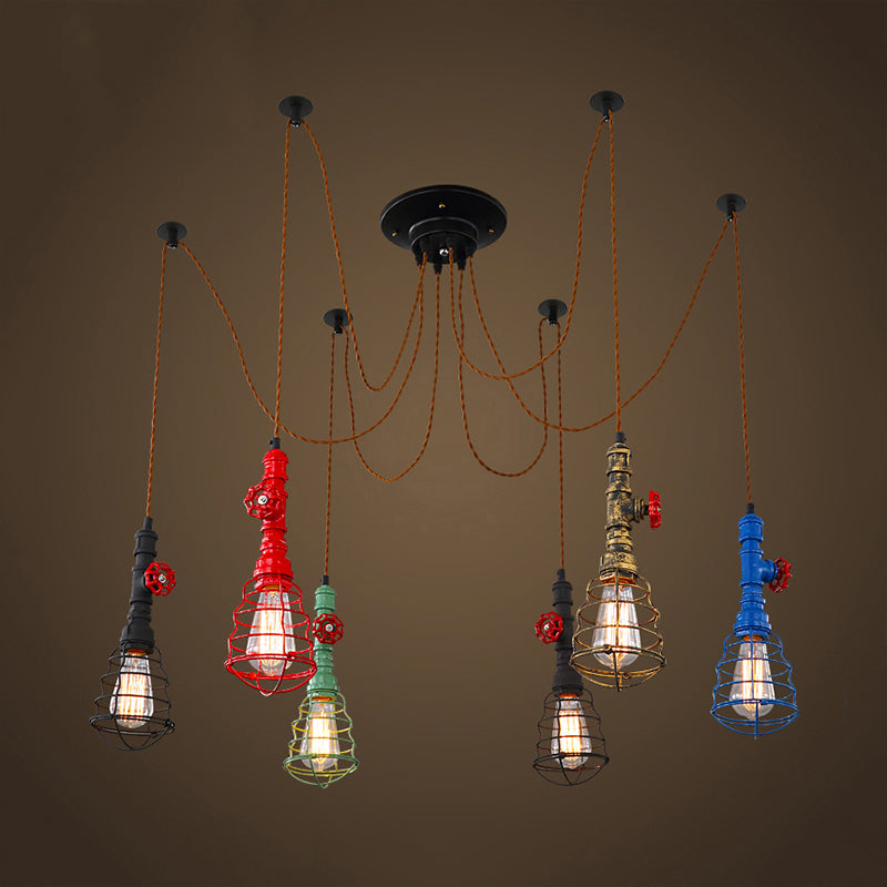 Industrial Style Pipe Pendant Ceiling Light 6-Light Iron Hanging Lamp with/without Shade in Black for Living Room Clearhalo 'Art Deco Pendants' 'Black' 'Cast Iron' 'Ceiling Lights' 'Ceramic' 'Crystal' 'Industrial Pendants' 'Industrial' 'Metal' 'Middle Century Pendants' 'Pendant Lights' 'Pendants' 'Rustic Pendants' 'Tiffany' Lighting' 1420707