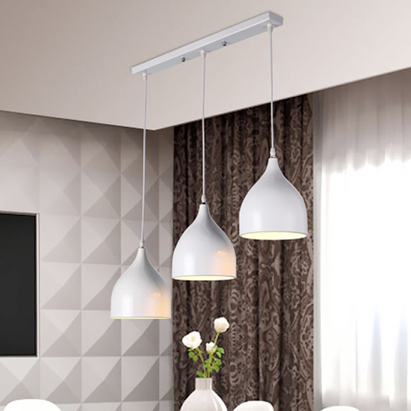 Metallic Black/White Ceiling Pendant Lighting Dome Shade 3 Lights Modernist Style Hanging Light Clearhalo 'Ceiling Lights' 'Modern Pendants' 'Modern' 'Pendant Lights' 'Pendants' Lighting' 1420750