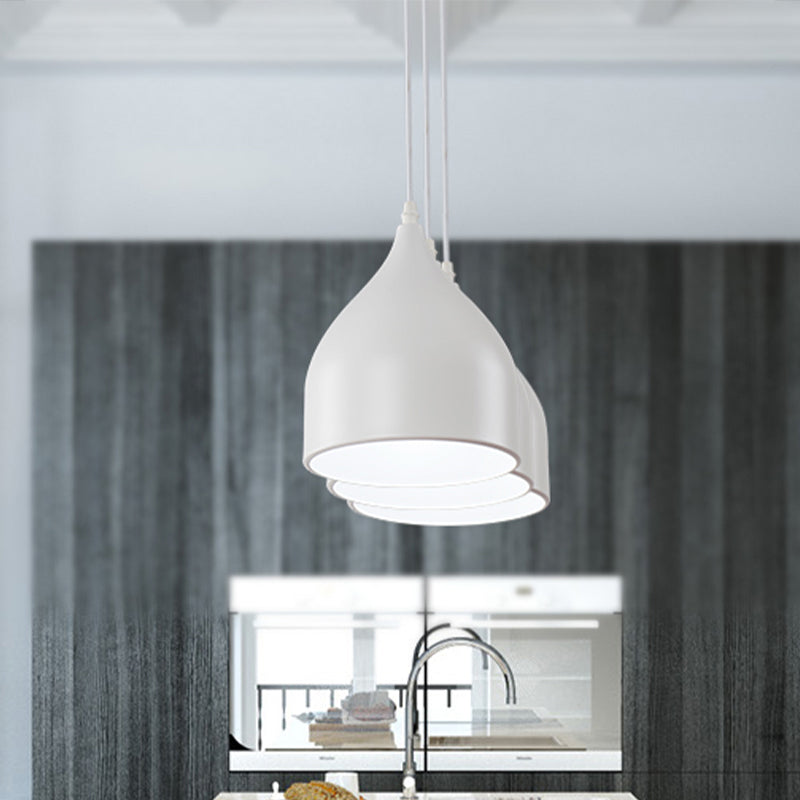 Metallic Black/White Ceiling Pendant Lighting Dome Shade 3 Lights Modernist Style Hanging Light Clearhalo 'Ceiling Lights' 'Modern Pendants' 'Modern' 'Pendant Lights' 'Pendants' Lighting' 1420751