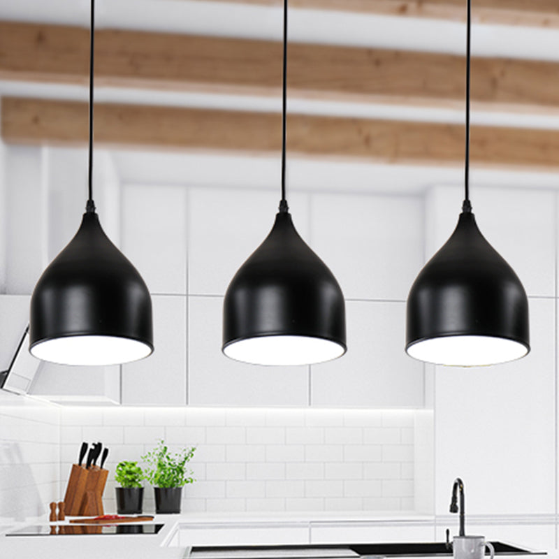 Metallic Black/White Ceiling Pendant Lighting Dome Shade 3 Lights Modernist Style Hanging Light Clearhalo 'Ceiling Lights' 'Modern Pendants' 'Modern' 'Pendant Lights' 'Pendants' Lighting' 1420752