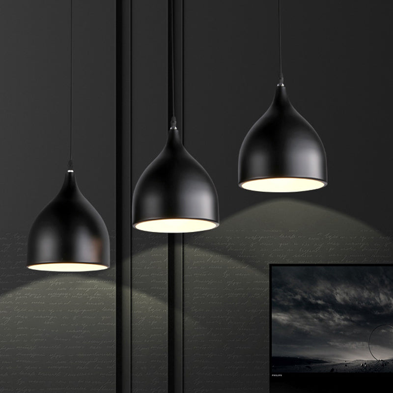 Metallic Black/White Ceiling Pendant Lighting Dome Shade 3 Lights Modernist Style Hanging Light Clearhalo 'Ceiling Lights' 'Modern Pendants' 'Modern' 'Pendant Lights' 'Pendants' Lighting' 1420753