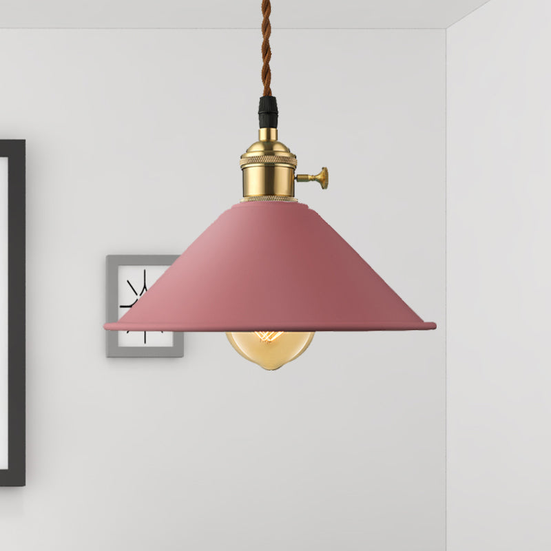 Conic Shade Dining Room Ceiling Light Fixture Industrial Style Metal 1 Light Gray/White/Pink Pendant Lighting Clearhalo 'Ceiling Lights' 'Modern Pendants' 'Modern' 'Pendant Lights' 'Pendants' Lighting' 1420873