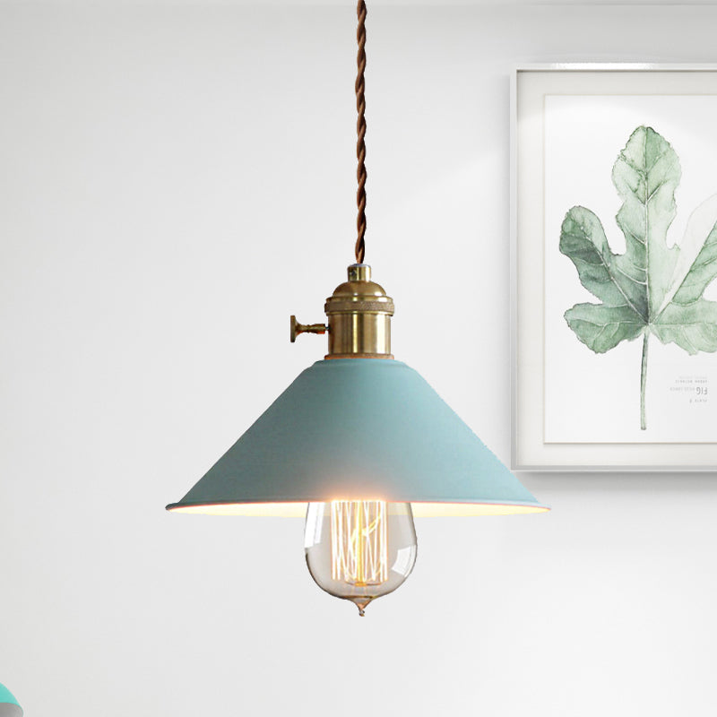 Conic Shade Dining Room Ceiling Light Fixture Industrial Style Metal 1 Light Gray/White/Pink Pendant Lighting Clearhalo 'Ceiling Lights' 'Modern Pendants' 'Modern' 'Pendant Lights' 'Pendants' Lighting' 1420874