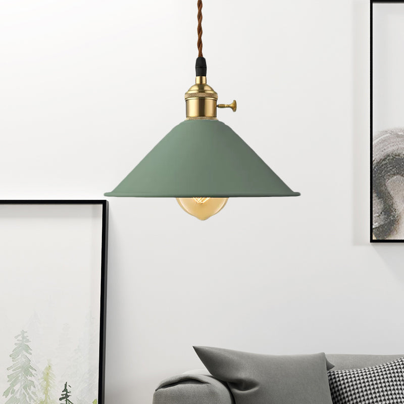 Conic Shade Dining Room Ceiling Light Fixture Industrial Style Metal 1 Light Gray/White/Pink Pendant Lighting Clearhalo 'Ceiling Lights' 'Modern Pendants' 'Modern' 'Pendant Lights' 'Pendants' Lighting' 1420876