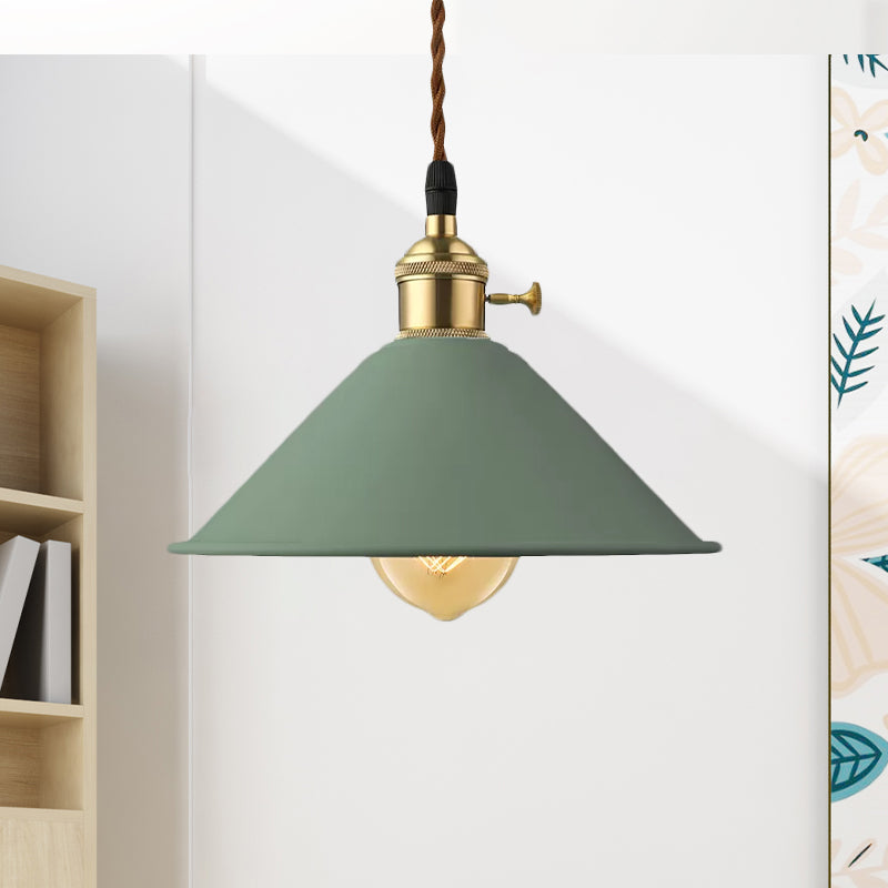 Conic Shade Dining Room Ceiling Light Fixture Industrial Style Metal 1 Light Gray/White/Pink Pendant Lighting Clearhalo 'Ceiling Lights' 'Modern Pendants' 'Modern' 'Pendant Lights' 'Pendants' Lighting' 1420877