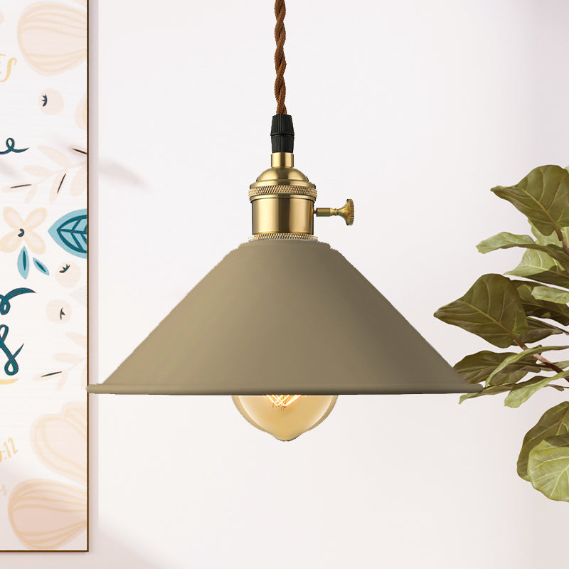 Conic Shade Dining Room Ceiling Light Fixture Industrial Style Metal 1 Light Gray/White/Pink Pendant Lighting Clearhalo 'Ceiling Lights' 'Modern Pendants' 'Modern' 'Pendant Lights' 'Pendants' Lighting' 1420878