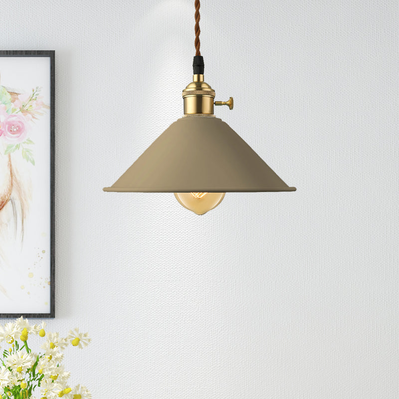 Conic Shade Dining Room Ceiling Light Fixture Industrial Style Metal 1 Light Gray/White/Pink Pendant Lighting Clearhalo 'Ceiling Lights' 'Modern Pendants' 'Modern' 'Pendant Lights' 'Pendants' Lighting' 1420879