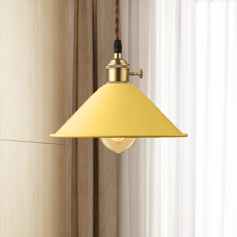 Conic Shade Dining Room Ceiling Light Fixture Industrial Style Metal 1 Light Gray/White/Pink Pendant Lighting Clearhalo 'Ceiling Lights' 'Modern Pendants' 'Modern' 'Pendant Lights' 'Pendants' Lighting' 1420881