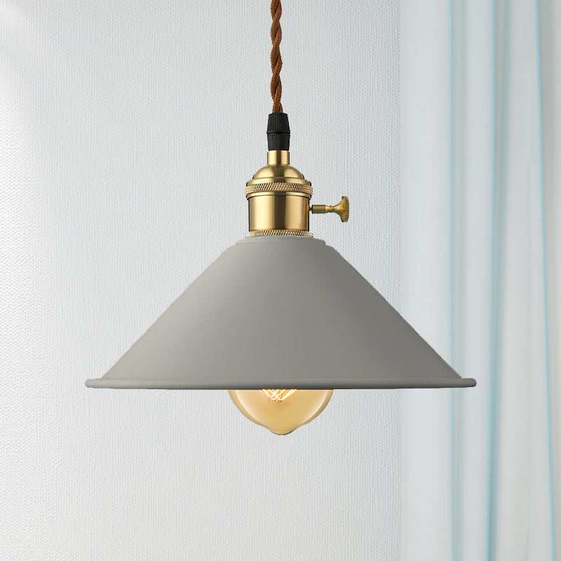 Conic Shade Dining Room Ceiling Light Fixture Industrial Style Metal 1 Light Gray/White/Pink Pendant Lighting Clearhalo 'Ceiling Lights' 'Modern Pendants' 'Modern' 'Pendant Lights' 'Pendants' Lighting' 1420882