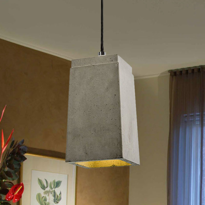 Contemporary Rectangle/Hexagon Pendant Light 1 Light Concrete Ceiling Light Fixture with Adjustable Cord in Grey Clearhalo 'Ceiling Lights' 'Modern Pendants' 'Modern' 'Pendant Lights' 'Pendants' Lighting' 1420888