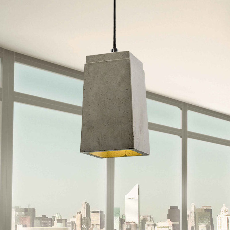 Contemporary Rectangle/Hexagon Pendant Light 1 Light Concrete Ceiling Light Fixture with Adjustable Cord in Grey Clearhalo 'Ceiling Lights' 'Modern Pendants' 'Modern' 'Pendant Lights' 'Pendants' Lighting' 1420889