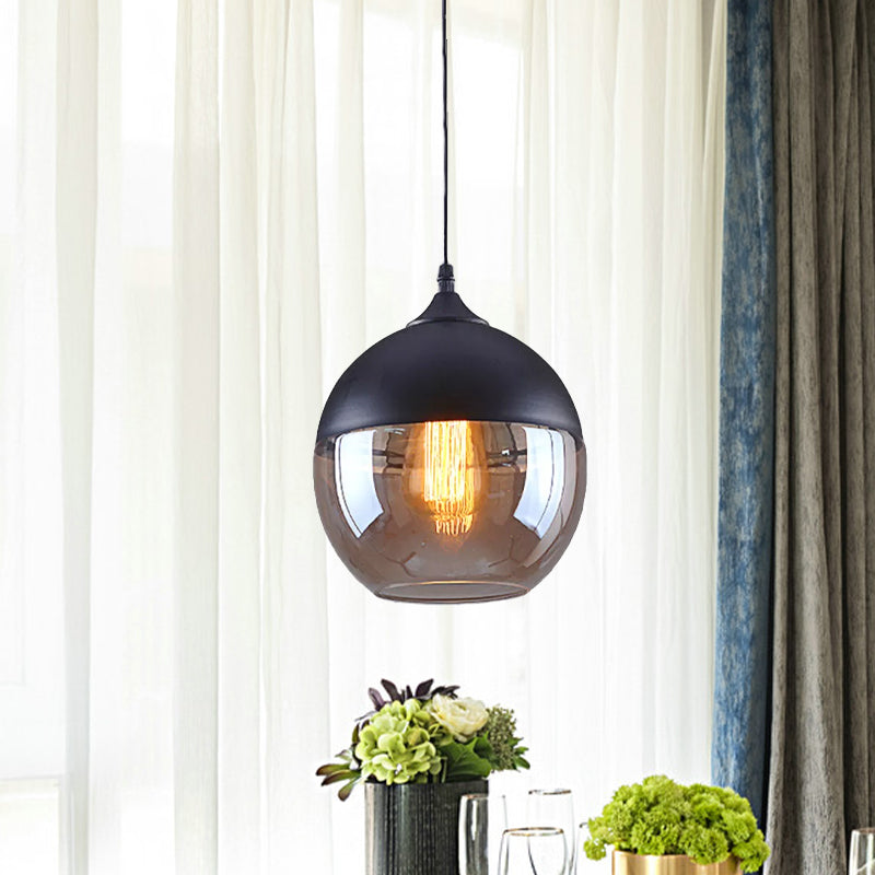 Cylinder Pendant Lighting Industrial 1 Light Brown Glass Hanging Ceiling Light in Black, 5"/7"/8" Wide Clearhalo 'Ceiling Lights' 'Glass shade' 'Glass' 'Industrial Pendants' 'Industrial' 'Middle Century Pendants' 'Pendant Lights' 'Pendants' 'Tiffany' Lighting' 1421043