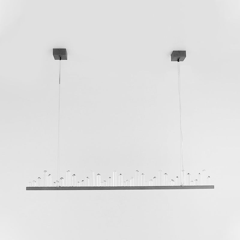 Contemporary Linear Pendant Ceiling Light Crystal Accent Black LED Ceiling Chandelier in Warm/White Light for Dining Room Clearhalo 'Ceiling Lights' 'Chandeliers' 'Modern Chandeliers' 'Modern' Lighting' 142111