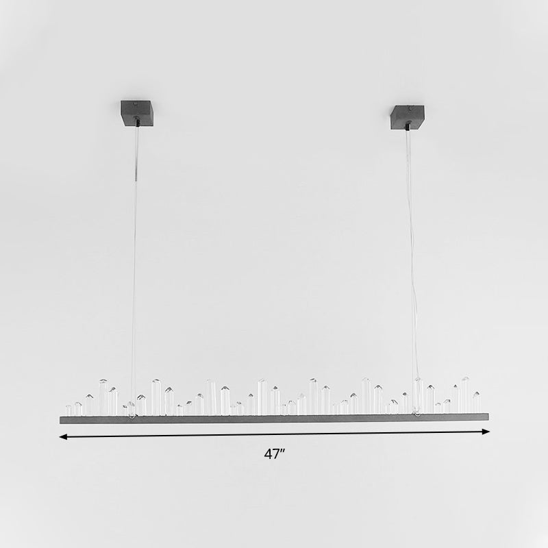 Contemporary Linear Pendant Ceiling Light Crystal Accent Black LED Ceiling Chandelier in Warm/White Light for Dining Room Clearhalo 'Ceiling Lights' 'Chandeliers' 'Modern Chandeliers' 'Modern' Lighting' 142112