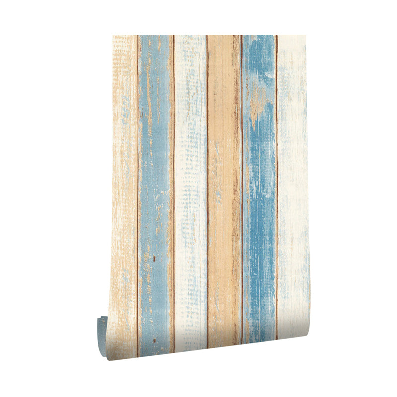 Adhesive Mediterranean Shiplap Wallpaper for Kitchen 34.2-sq ft Wall Covering in Blue, Temporary Clearhalo 'Country wall decor' 'Rustic' 'Wallpaper' Wall Decor' 1421253