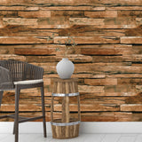 Brown Splicing Wood Wallpaper Roll Moisture Resistant Wall Covering for Living Room Brown Clearhalo 'Country wall decor' 'Rustic' 'Wallpaper' Wall Decor' 1421290