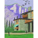 Whole Aesthetics Wallpaper Murals Purple-Green Stone House Beside Mountain Painting Wall Art, Custom-Print Clearhalo 'Wall Decor' 'Wall Mural' 1421306