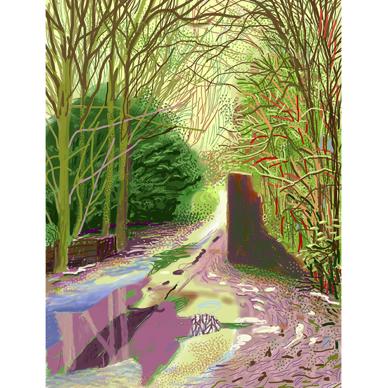 Big Puddles on Road Mural Waterproof Modern Art Bedroom Wall Covering in Pink-Yellow Clearhalo 'Wall Decor' 'Wall Mural' 1421351