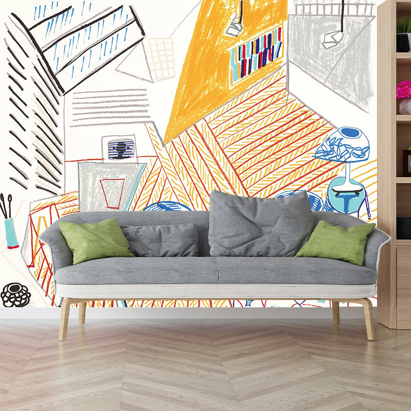 Artworks Studio Interior Murals Artistry Smooth Wall Decoration in Yellow for Home Clearhalo 'Wall Decor' 'Wall Mural' 1421420