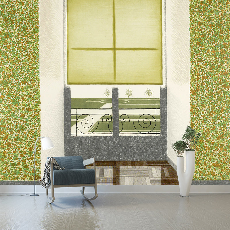 Yellow-Green Window Painting Mural Decal Washable Artistic Corridor Wall Decoration Yellow-Green Clearhalo 'Wall Decor' 'Wall Mural' 1421568