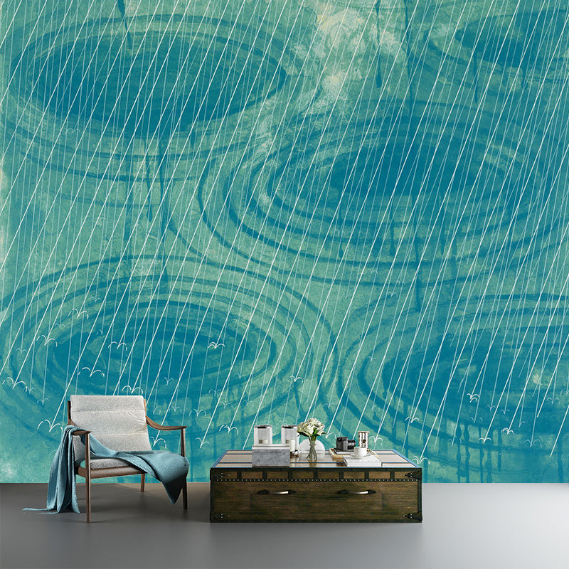 Aesthetics Ripples Mural Wallpaper Non-Woven Waterproofing Yellow-Blue Wall Art for Bedroom Yellow-Blue Clearhalo 'Wall Decor' 'Wall Mural' 1421573