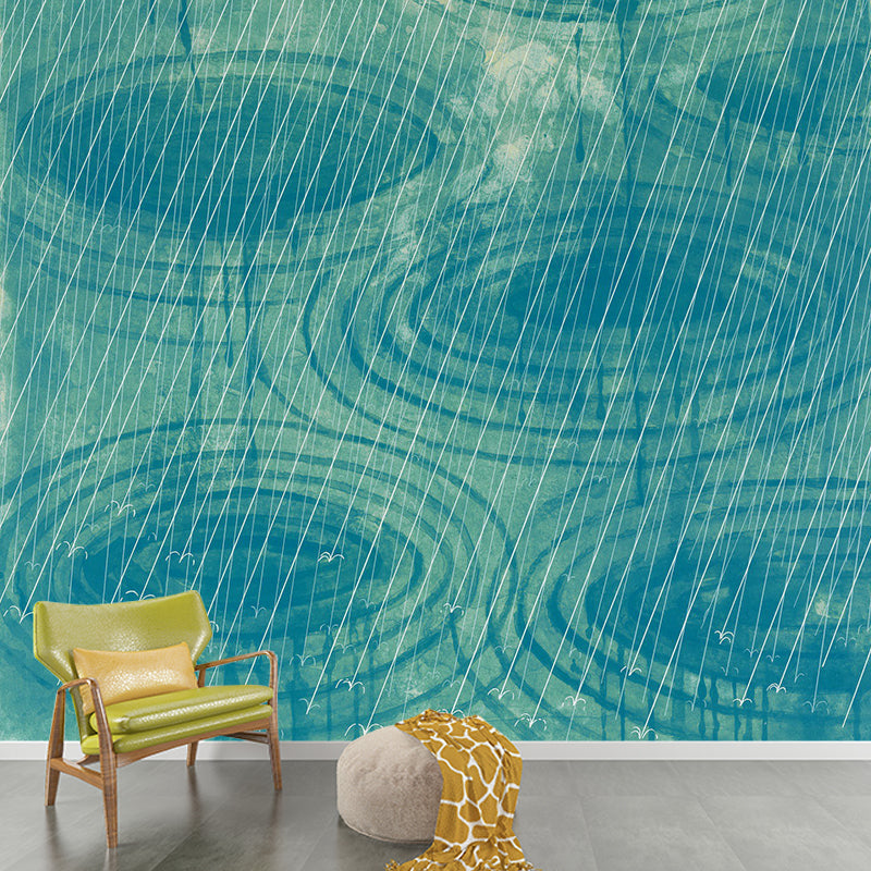 Aesthetics Ripples Mural Wallpaper Non-Woven Waterproofing Yellow-Blue Wall Art for Bedroom Clearhalo 'Wall Decor' 'Wall Mural' 1421574