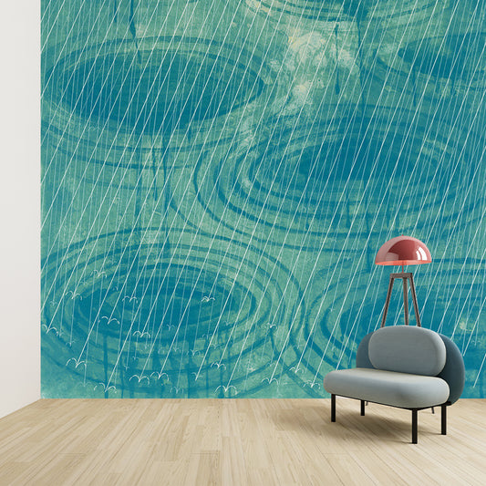 Aesthetics Ripples Mural Wallpaper Non-Woven Waterproofing Yellow-Blue Wall Art for Bedroom Clearhalo 'Wall Decor' 'Wall Mural' 1421575