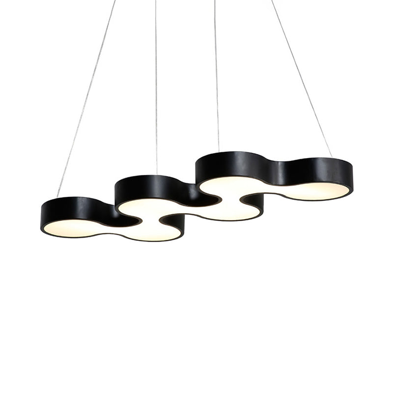 Led Dining Room Pendant Lighting with Curve Metal Shade Contemporary White/Black Hanging Ceiling Lamp in White/Warm Light Clearhalo 'Ceiling Lights' 'Modern Pendants' 'Modern' 'Pendant Lights' 'Pendants' Lighting' 142158