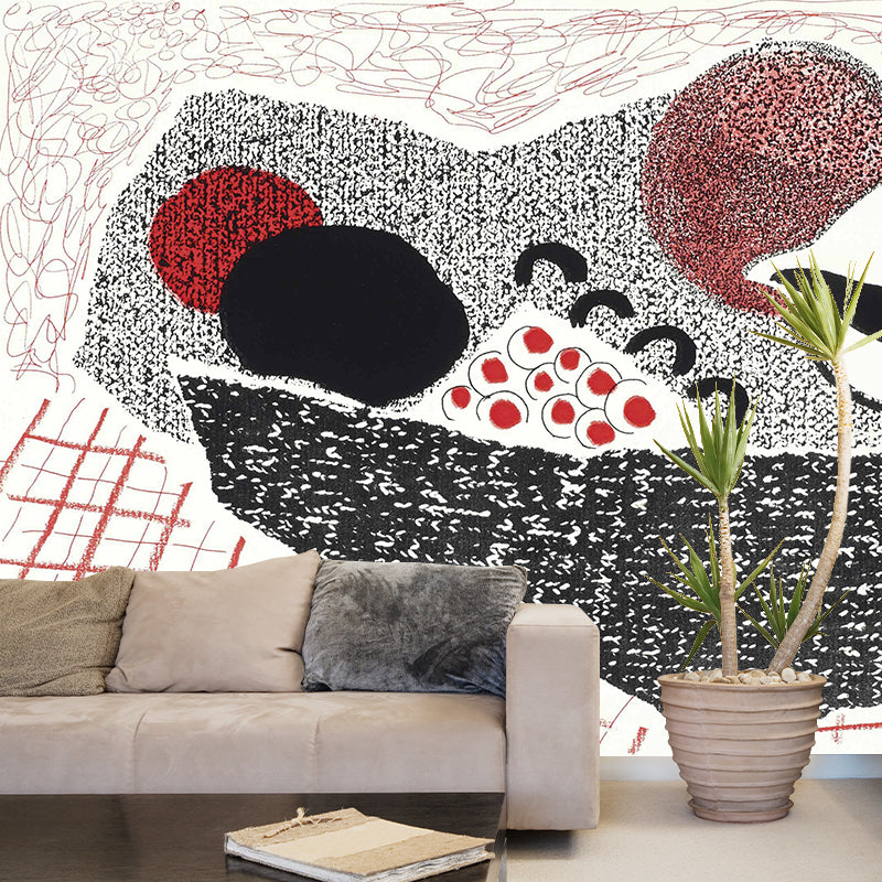 Black-Red Sacks Mural Decal Moisture Resistant Artistic Bedroom Wall Covering, Custom Size Clearhalo 'Wall Decor' 'Wall Mural' 1421729