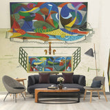 Whole Abstract Mural for Accent Wall David Hockney Works Wall Covering in Multi Color, Washable Clearhalo 'Wall Decor' 'Wall Mural' 1421779