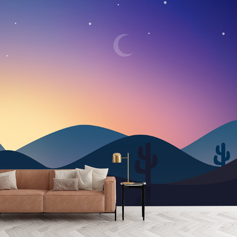 Waterproof Aurora Mountain Wall Mural Scandinavian Non-Woven Wall Art, Custom Size Clearhalo 'Wall Decor' 'Wall Mural' 1422064