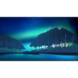 Aqua Aurora Wall Mural Forest Starry Sky Modern Waterproof Wall Decor for Living Room Clearhalo 'Wall Decor' 'Wall Mural' 1422197