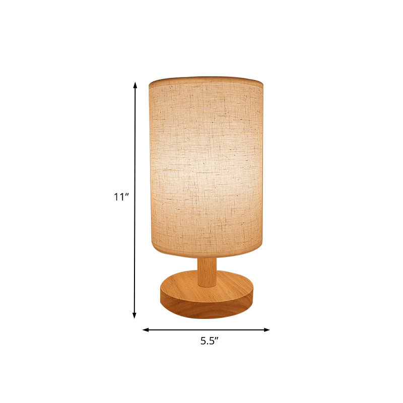1 Head Table Light with Cylindrical Fabric Shade Retro Stylish Bedroom Table Lamp in White Clearhalo 'Lamps' 'Table Lamps' Lighting' 142234