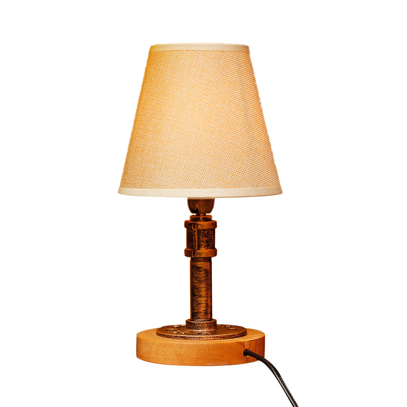 Rustic Industrial Cone Table Light 1 Head Fabric and Iron Standing Light with Dimmable Switch for Bedside Clearhalo 'Lamps' 'Table Lamps' Lighting' 142243