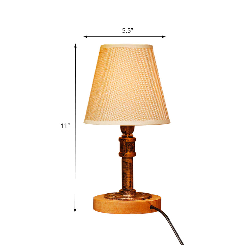 Rustic Industrial Cone Table Light 1 Head Fabric and Iron Standing Light with Dimmable Switch for Bedside Clearhalo 'Lamps' 'Table Lamps' Lighting' 142244