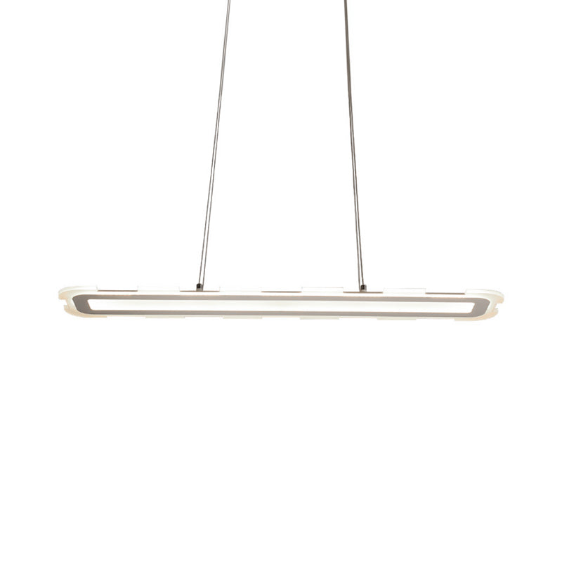 Minimalist 16"/23.5"/31.5" Wide LED Pendant with Acrylic Shade White Linear Ceiling Lamp over Island in Warm/White/Inner Warm and Outer White Light Clearhalo 'Ceiling Lights' 'Modern Pendants' 'Modern' 'Pendant Lights' 'Pendants' Lighting' 142252