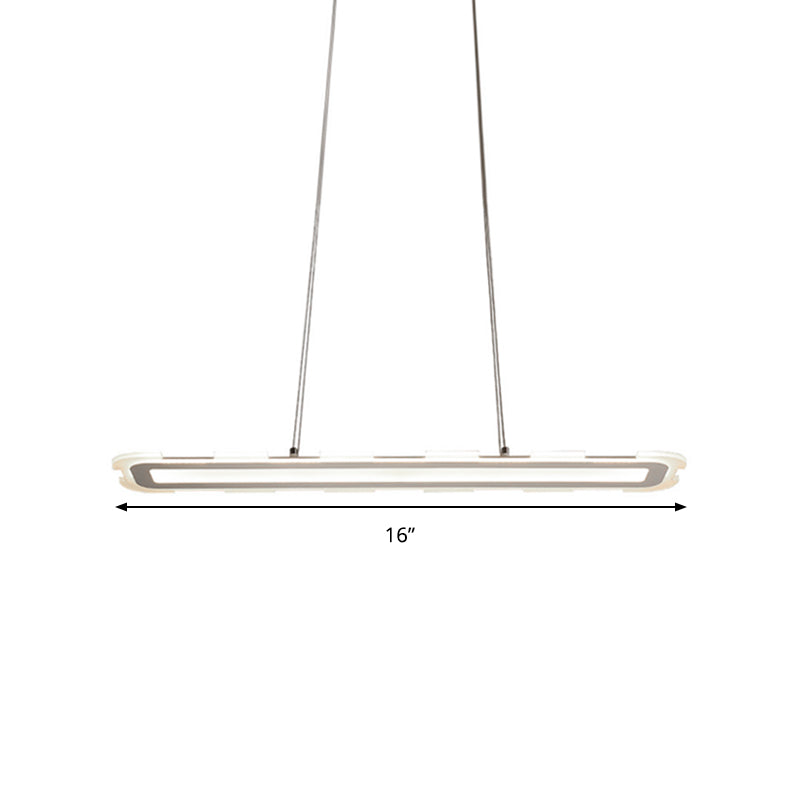 Minimalist 16"/23.5"/31.5" Wide LED Pendant with Acrylic Shade White Linear Ceiling Lamp over Island in Warm/White/Inner Warm and Outer White Light Clearhalo 'Ceiling Lights' 'Modern Pendants' 'Modern' 'Pendant Lights' 'Pendants' Lighting' 142253